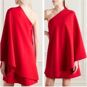 Valentino Red One Shoulder Cape Dress